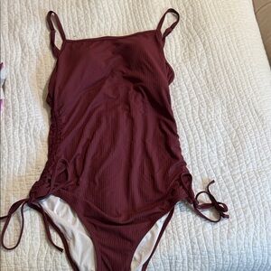 Burgundy One-Piece Swimsuit